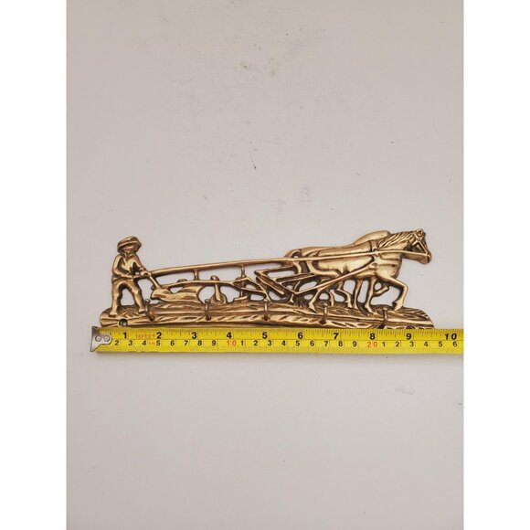 Vintage Brass Wall Key Holder Rack with five (5) Hooks | Mid Century Modern | - Picture 8 of 10